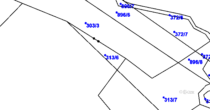 Parcela st. 313/6 v KÚ Hubojedy, Katastrální mapa