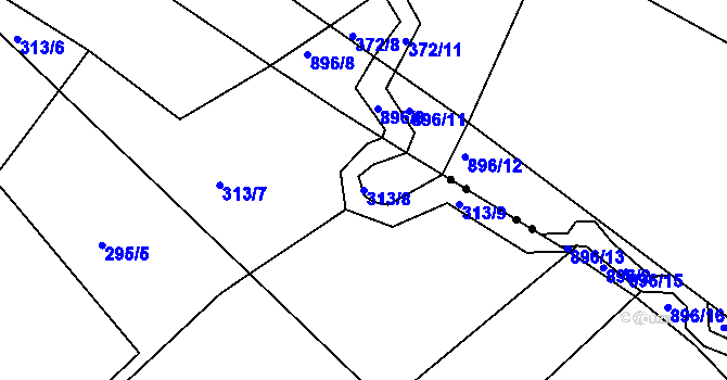 Parcela st. 313/8 v KÚ Hubojedy, Katastrální mapa