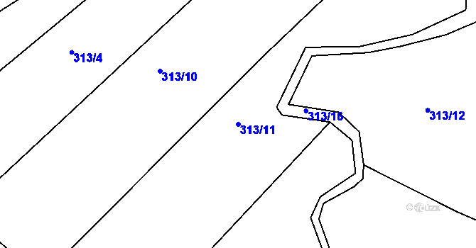 Parcela st. 313/11 v KÚ Hubojedy, Katastrální mapa