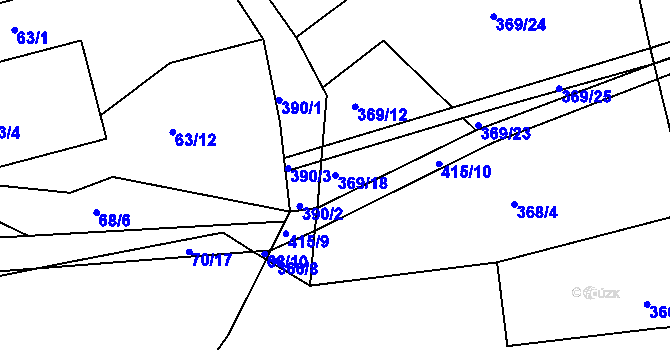 Parcela st. 369/18 v KÚ Hubojedy, Katastrální mapa