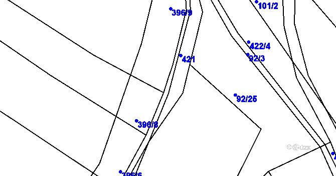 Parcela st. 396/11 v KÚ Hubojedy, Katastrální mapa