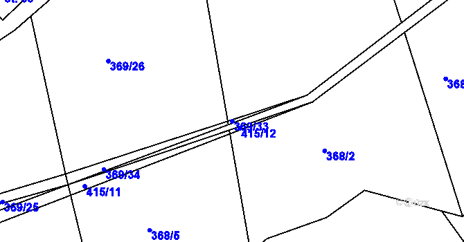 Parcela st. 369/33 v KÚ Hubojedy, Katastrální mapa
