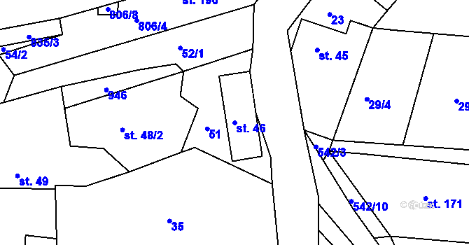 Parcela st. 46 v KÚ Mladějov v Čechách, Katastrální mapa