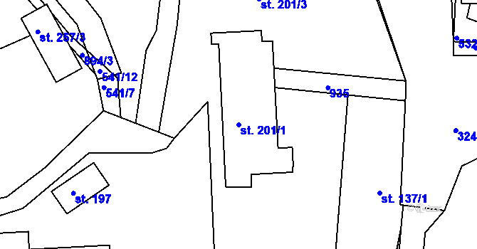 Parcela st. 201/1 v KÚ Mladějov v Čechách, Katastrální mapa