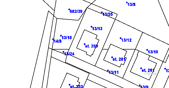 Parcela st. 259 v KÚ Mladějov v Čechách, Katastrální mapa