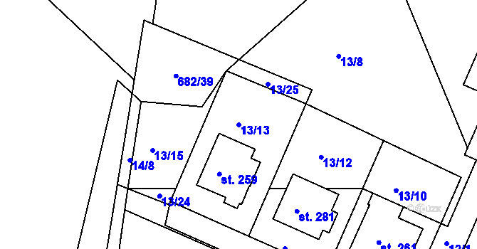 Parcela st. 13/13 v KÚ Mladějov v Čechách, Katastrální mapa