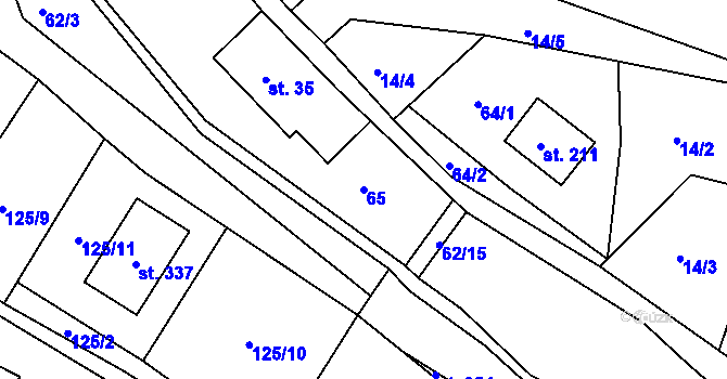 Parcela st. 65 v KÚ Mladějov v Čechách, Katastrální mapa