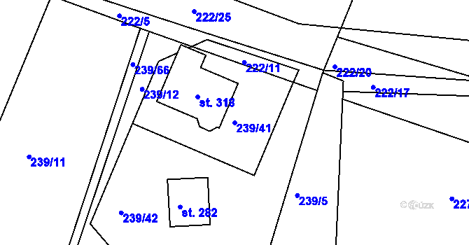 Parcela st. 239/41 v KÚ Mladějov v Čechách, Katastrální mapa
