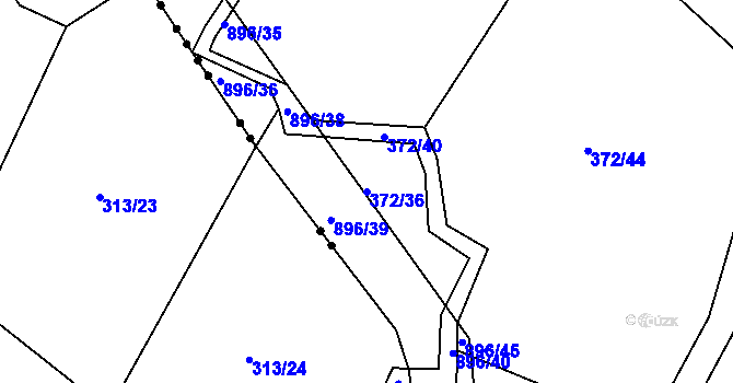 Parcela st. 372/36 v KÚ Mladějov v Čechách, Katastrální mapa