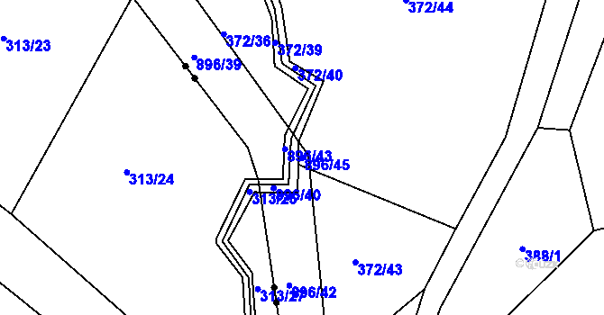 Parcela st. 896/45 v KÚ Mladějov v Čechách, Katastrální mapa