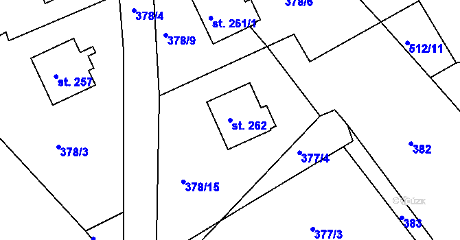 Parcela st. 262 v KÚ Mladějov na Moravě, Katastrální mapa