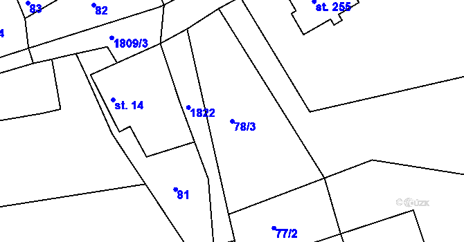 Parcela st. 78/3 v KÚ Mladějov na Moravě, Katastrální mapa