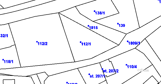 Parcela st. 112/1 v KÚ Mladějov na Moravě, Katastrální mapa