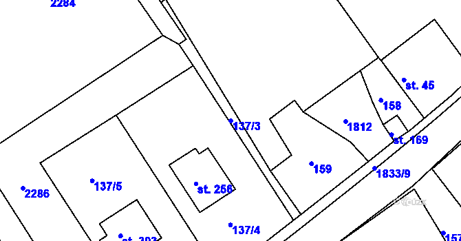 Parcela st. 137/3 v KÚ Mladějov na Moravě, Katastrální mapa