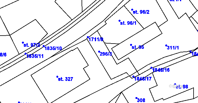 Parcela st. 296/3 v KÚ Mladějov na Moravě, Katastrální mapa