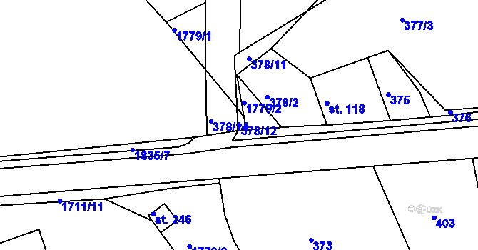 Parcela st. 378/12 v KÚ Mladějov na Moravě, Katastrální mapa