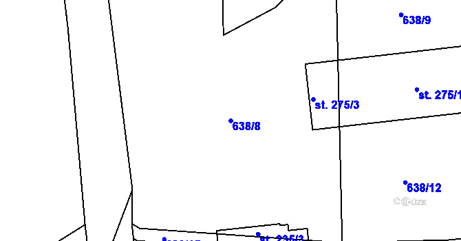 Parcela st. 638/8 v KÚ Mladějov na Moravě, Katastrální mapa