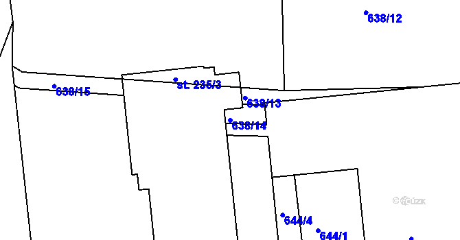 Parcela st. 638/14 v KÚ Mladějov na Moravě, Katastrální mapa