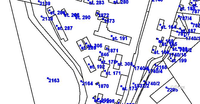 Parcela st. 846 v KÚ Mladějov na Moravě, Katastrální mapa