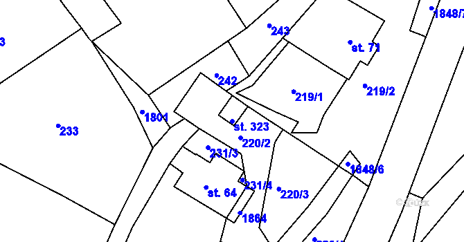 Parcela st. 323 v KÚ Mladějov na Moravě, Katastrální mapa