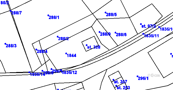 Parcela st. 328 v KÚ Mladějov na Moravě, Katastrální mapa