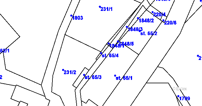 Parcela st. 65/4 v KÚ Mladějov na Moravě, Katastrální mapa