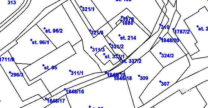 Parcela st. 337/1 v KÚ Mladějov na Moravě, Katastrální mapa