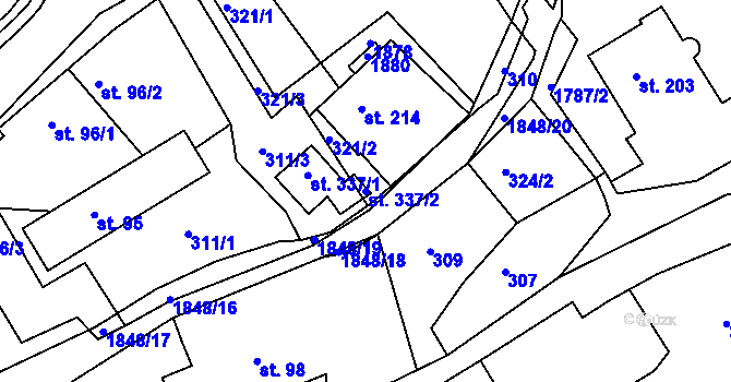 Parcela st. 337/2 v KÚ Mladějov na Moravě, Katastrální mapa