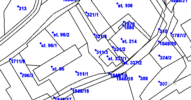 Parcela st. 311/3 v KÚ Mladějov na Moravě, Katastrální mapa