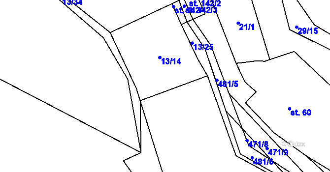 Parcela st. 13/23 v KÚ Mladějovice, Katastrální mapa