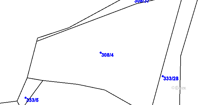 Parcela st. 308/4 v KÚ Mladějovice, Katastrální mapa