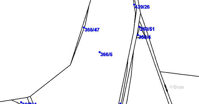 Parcela st. 366/5 v KÚ Mladějovice, Katastrální mapa