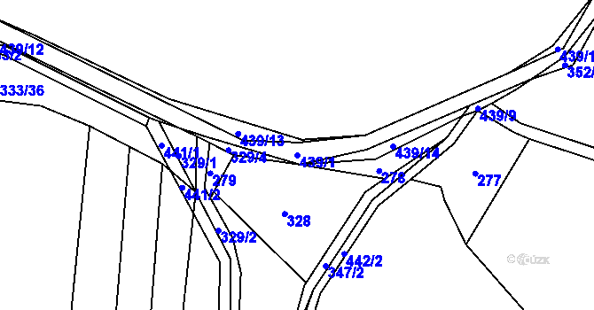 Parcela st. 439/1 v KÚ Mladějovice, Katastrální mapa