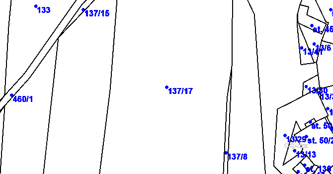 Parcela st. 137/17 v KÚ Mladějovice, Katastrální mapa