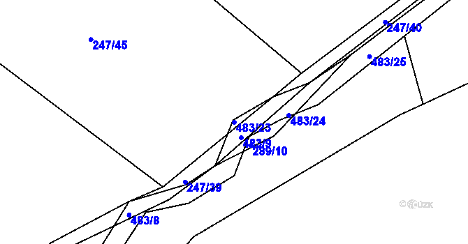 Parcela st. 483/23 v KÚ Mladějovice, Katastrální mapa