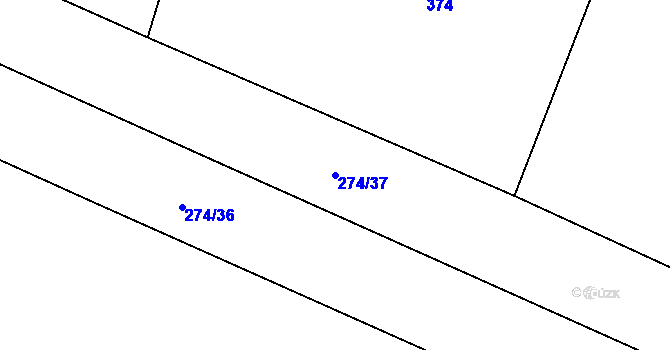 Parcela st. 274/37 v KÚ Mladějovice, Katastrální mapa