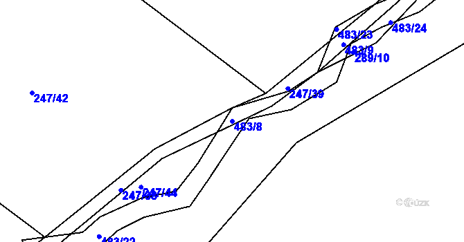 Parcela st. 483/8 v KÚ Mladějovice, Katastrální mapa