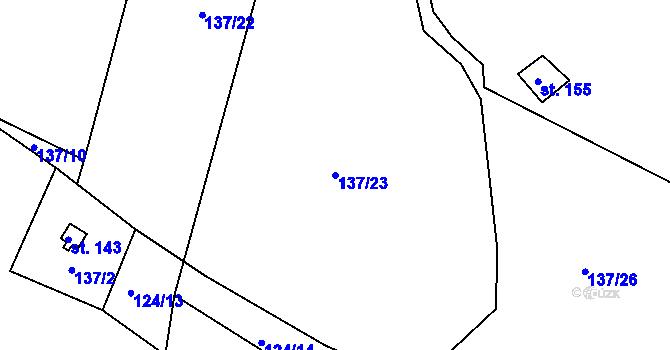 Parcela st. 137/23 v KÚ Mladějovice, Katastrální mapa