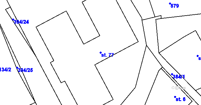 Parcela st. 77 v KÚ Komárov u Mladějovic, Katastrální mapa
