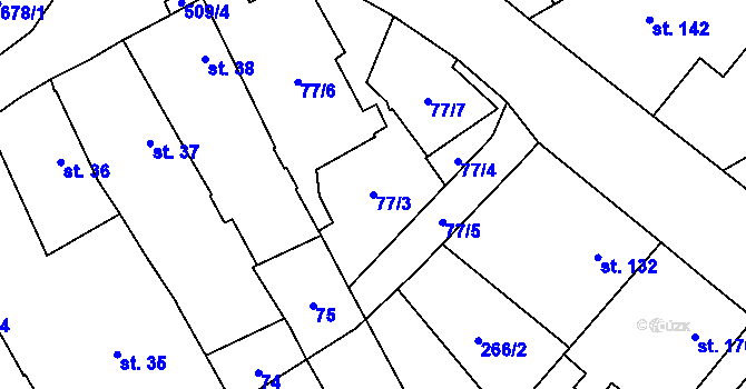 Parcela st. 77/3 v KÚ Mladějovice u Šternberka, Katastrální mapa