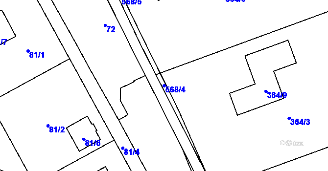 Parcela st. 568/4 v KÚ Řídeč, Katastrální mapa