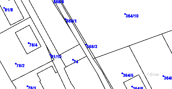 Parcela st. 568/3 v KÚ Řídeč, Katastrální mapa