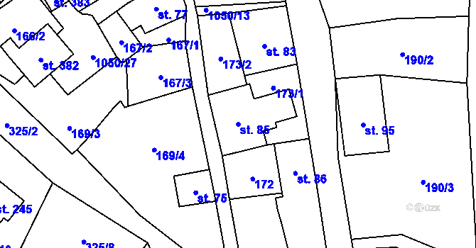 Parcela st. 85 v KÚ Mladkov, Katastrální mapa