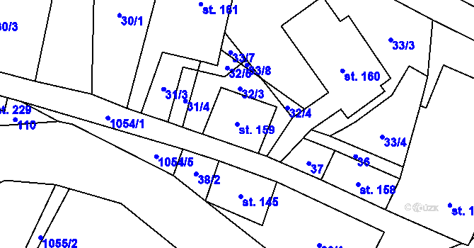 Parcela st. 159 v KÚ Mladkov, Katastrální mapa