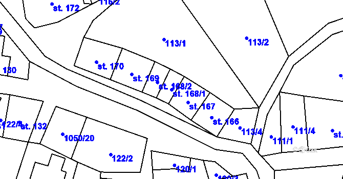 Parcela st. 168/1 v KÚ Mladkov, Katastrální mapa