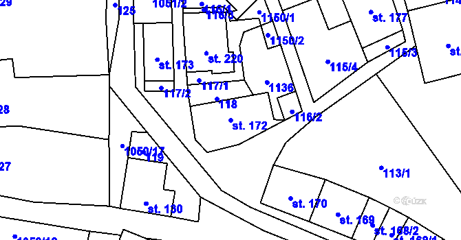 Parcela st. 172 v KÚ Mladkov, Katastrální mapa