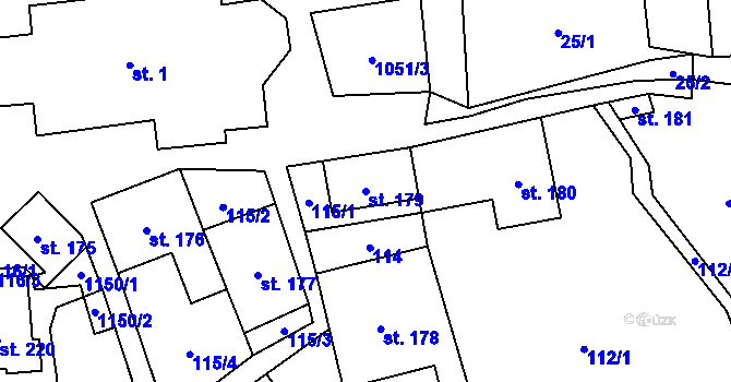 Parcela st. 179 v KÚ Mladkov, Katastrální mapa