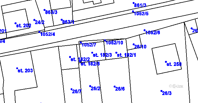 Parcela st. 182/4 v KÚ Mladkov, Katastrální mapa