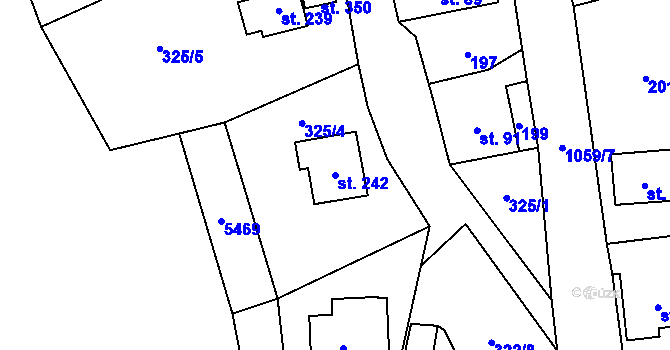 Parcela st. 242 v KÚ Mladkov, Katastrální mapa