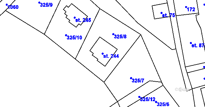 Parcela st. 244 v KÚ Mladkov, Katastrální mapa